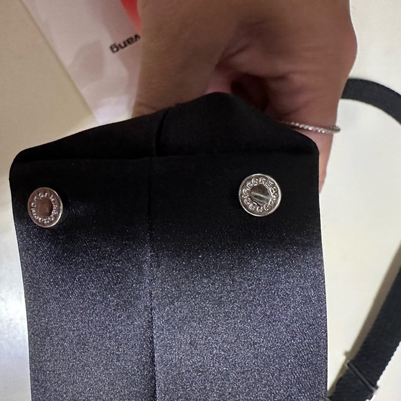 NO OFFERS Alexander Wang Black Card Holder with Silver Logo - Picture 9 of 9